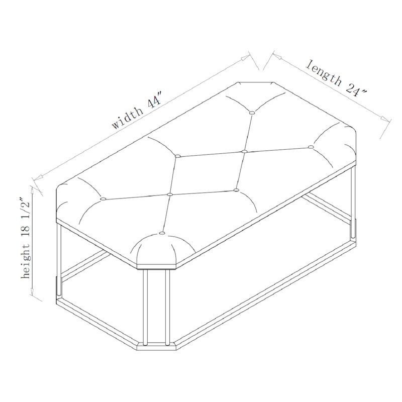 Everly Quinn Otten 44'' Wide Tufted Rectangle Cocktail Ottoman